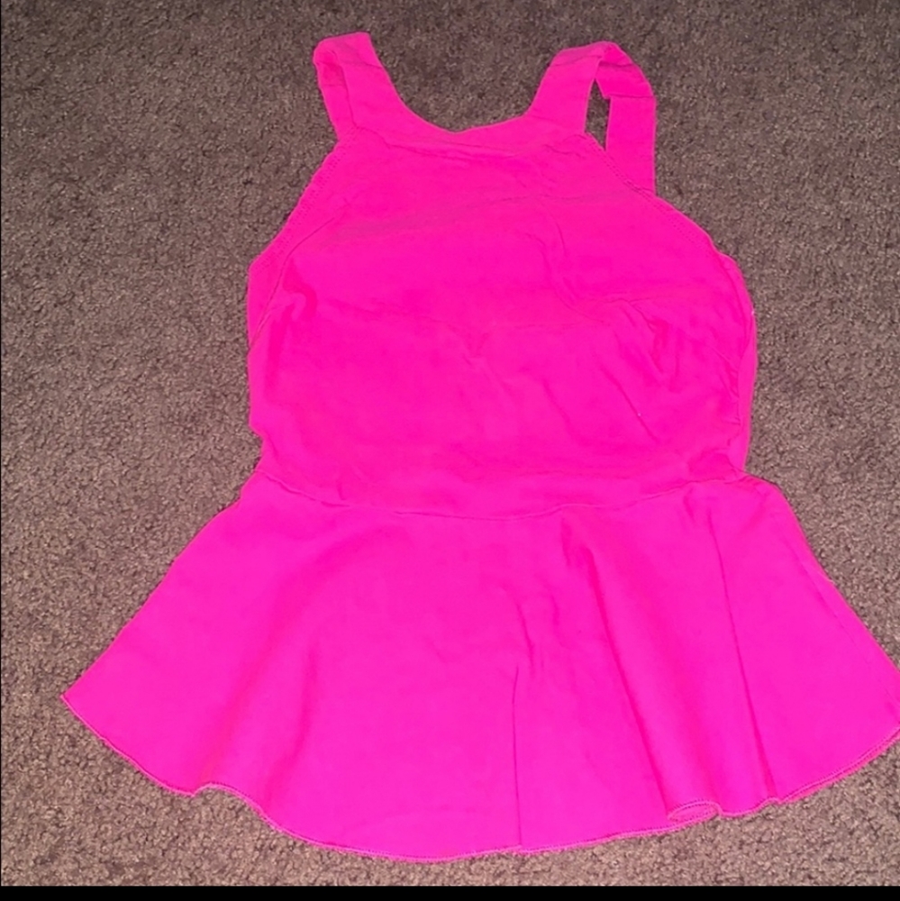 Hot pink halter peplum top